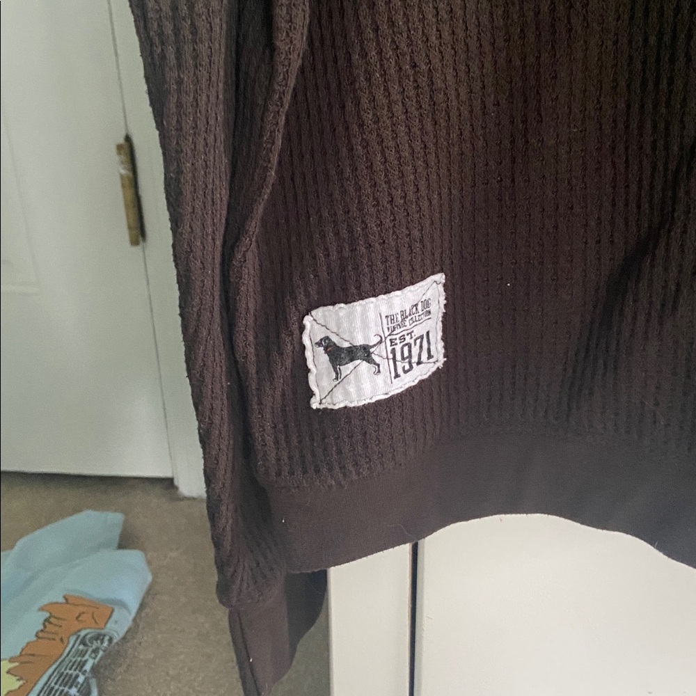 Black Dog henley mock neck long sleeve t shirt - Picture 2 of 5